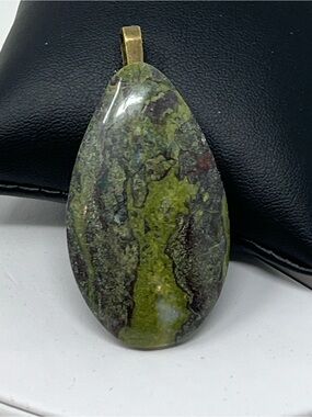 Dragon’s Blood Jasper Cabochon with Brass Bail - 2”H x 1-1/8”W